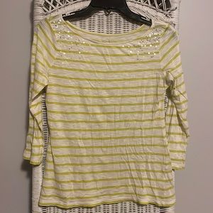 Old Navy small lime & white striped shirt